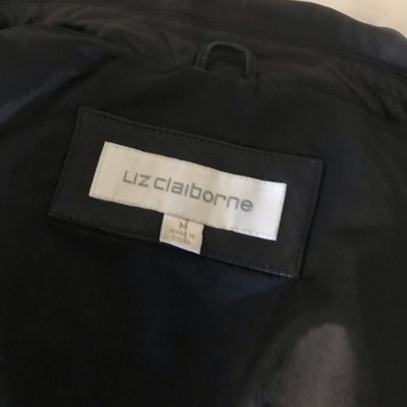 HOST PICK Liz Claiborne Black Leather Jacket w/zipper closure tiny blemish Sz. M - Picture 10 of 11